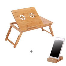 Load image into Gallery viewer, Actionclub Bamboo Laptop Table With Fan Portable Folding Laptop Stand Desk Bed Table For Computer Notebook Free Phone stand Gift