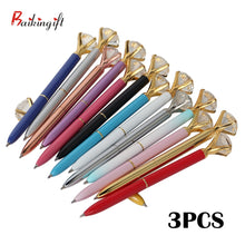 Load image into Gallery viewer, 3PCS Office Ballpoint Pen Big Diamond Metal Ball Pen With Large Diamond Stationery Magical Pen Fashion School Office Supplies