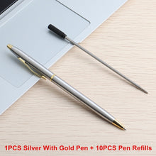 Load image into Gallery viewer, 2/11/20PCS Ball Pen Stainless steel rod rotating Metal ballpoint Pen Stationery Ballpen 0.7mm Blue ink Office &amp; School Supplies