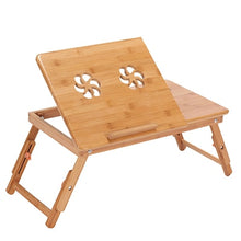 Load image into Gallery viewer, Actionclub Nature Bamboo Laptop Table Simple Computer Desk With Fan For Bed Sofa Folding Adjustable Laptop Desk On The Bed