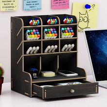 Load image into Gallery viewer, Multi-function Wooden Desktop Pen Holder Office School Storage Case Desk Pen Pencil Organizer