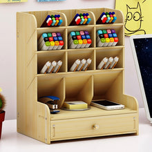 Load image into Gallery viewer, Multi-function Wooden Desktop Pen Holder Office School Storage Case Desk Pen Pencil Organizer